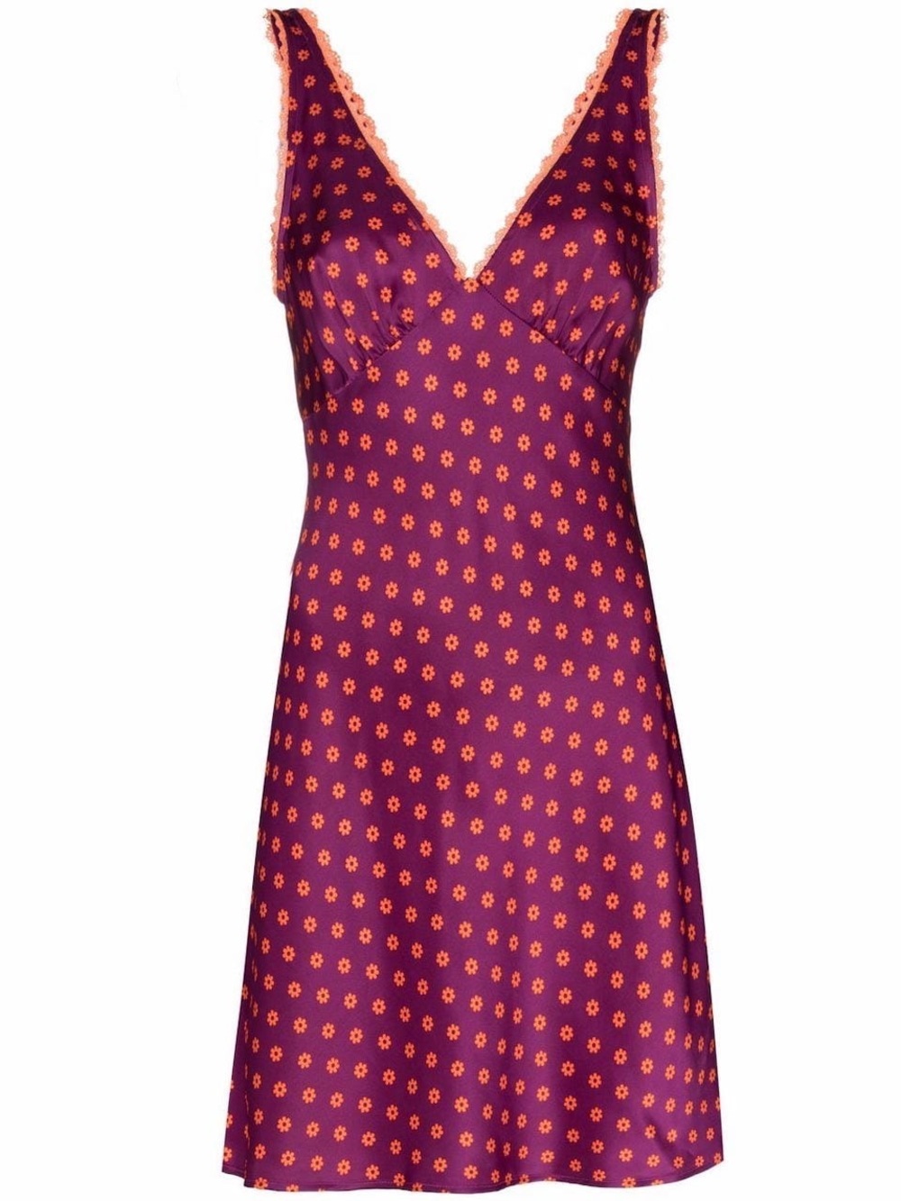 Reformation Purple Slip Dress with Orange Floral Print